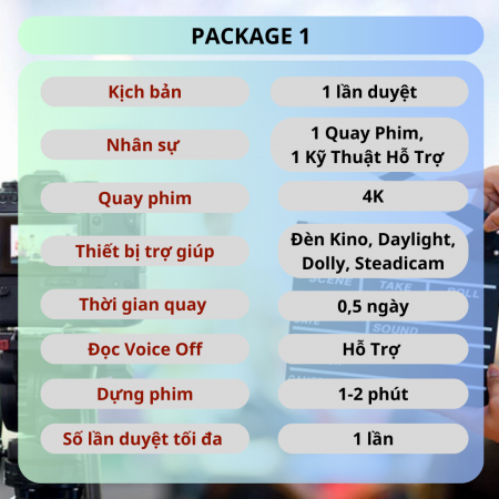 Sản xuất video clip, TVC, phim doanh nghiệp Gói 1